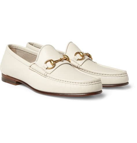 gucci white leather loafers|Gucci leather loafers men.